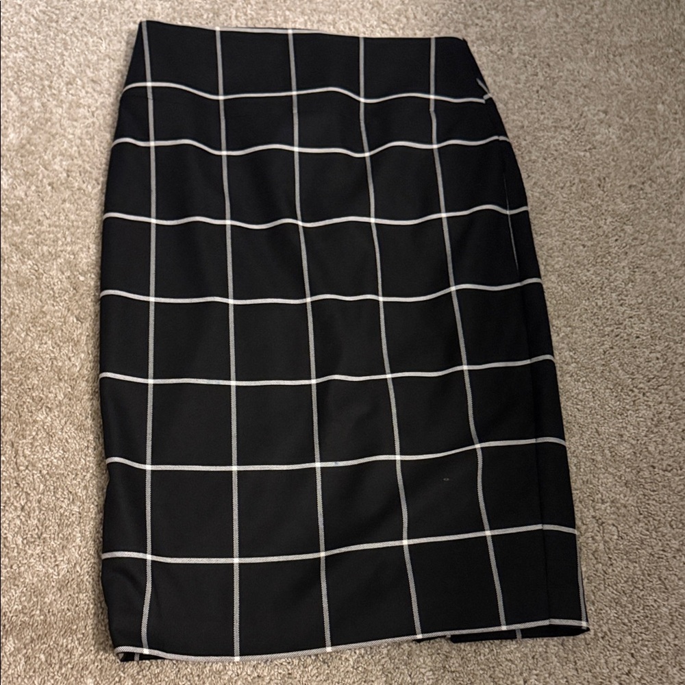 Express Black Windowpane Pencil Skirt